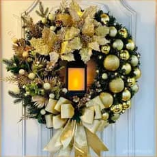 2024 Natal Decoração De Ano Novo Guirlanda De Com Lâmpada Nossa Senhora De Jesus Pendurada Coroa Porta Guirl AT1Z