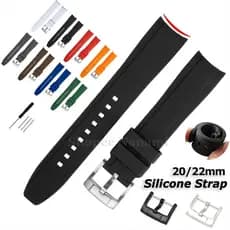 Pulseira De Relógio De Silicone Com Extremidade Curvada De 20 Mm 22 Universal Borracha Macia À Prova D'água Substituição