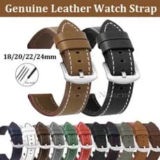 Pulseira De Relógio De Couro Genuíno Universal 18mm 20mm 22mm 24mm Retro Macio De Vaca Costura Masculino Feminino Raplac