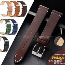 Pulseira De Relógio Com Pontos De Couro Genuíno Vintage 12mm 14mm 16mm 18mm 20mm 22mm 24mm Liberação Rápida Pulseiras Fe