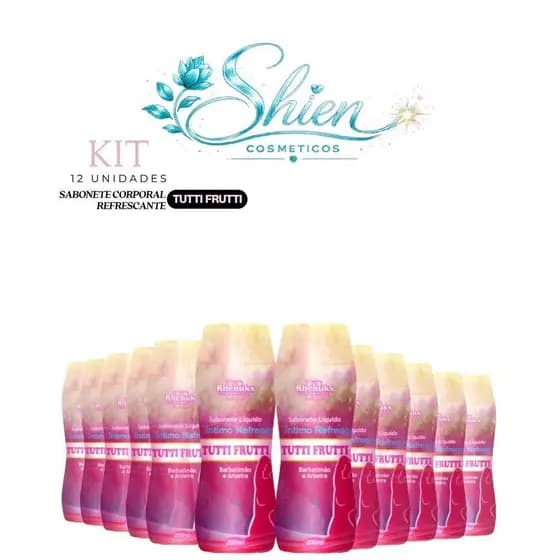 Kit 12 Unidades Sabonete Líquido Íntimo Refrescante Tutti Frutti 200Ml Rhenuks (Afilhado)