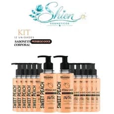 Kit 12 Sabonete Liquido Frutas Corpo e Rosto Pessego 200ml Rhenuks (Afilhado)