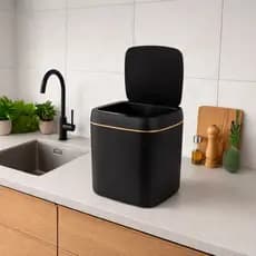 Lixeira Inteligente Automática Com Sensor De Movimento 11L Banheiro Cozinha Quarto Sala USB Preta
