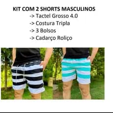 KIT 2 BERMUDA LISTRADO EM ALTA