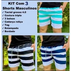 KIT 3 SHORTS MAIRICINHO listrado TACTEL MODA PRAIA 2025
