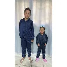 KIT CALÇA & JAQUETA INFANTIL FLANELADA MODA FRIO