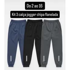 KIT 3 CALÇA JOGUER INFANTIL E JUVENIL FLANELADA ÓTIMO P ESCOLA