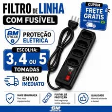 Filtro de Linha 3 4 e 5 Tomadas Bivolt com Proteção Fusível e Extensão Elétrica Segura