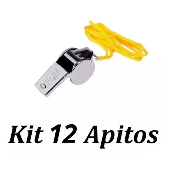 Apito De Metal Com Cordão Profissional Árbitro Juiz Educador Fisico Piscina Salva Vidas - Kit 12 Pçs