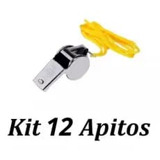 Apito De Metal Com Cordão Profissional Árbitro Juiz Educador Fisico Piscina Salva Vidas - Kit 12 Pçs
