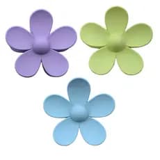 Presilhas de Cabelo Flor Minimalistas Moda Coreana - Azul Claro - Lilás - Verde Claro- Kit 3 Peças