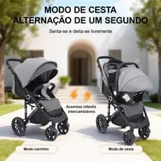 Carrinho De Bebê Dobrável 3 Em 1 + Cadeirinha De Segurança Infantil+Mochila, Carrinho Reversível E Ajustável.