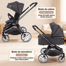 Carrinho De Bebê Dobrável 4 em 1,  Carrinho De Bebê + Cadeirinha De Carro + Moisés + Mochila Indicad Criança 0-6 Anos.