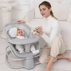 Cadeira De Balanço Elétrica Para Bebês Mastela Com Música Via Bluetooth, 5 Velocidades E Mosquiteiro De Brinquedo.