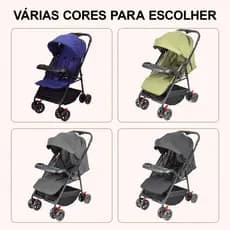 Carrinho de Bebê Guarda-Chuva Reclinável e Dobrável 5 Posições até 20kg com Bandeja Removível e Cabo Reversível