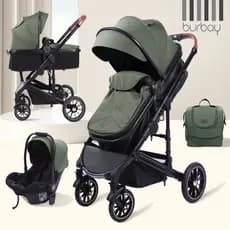 Carrinho De Bebê Premium 3 Em 1 Com Moisés, Cadeirinha Para Carro e Mochila; Dobrável E Leve – Modelo Deluxe