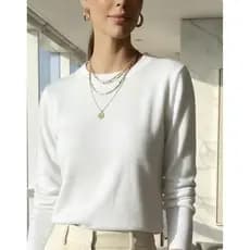 BLUSA FEMININO TRICOT MANGA LONGA INVERNO BASICA Sueter GOLA REDONDA