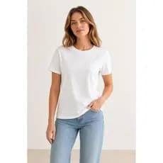 Camiseta feminina básica de cor lisa com gola redonda e manga curta Versatil tecido ALGODAO macio alta elasticidade