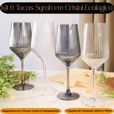 Conjunto Kit 6 Taças de Vidro Cristal Ecológico Syrah Linda Luxo