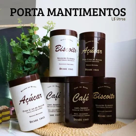 Pote Porta Mantimentos de Plástico Redondo Açúcar Café Biscoito 1,5L Bandeirante