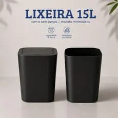 Lixeira Cesto de Lixo 15L Para Banheiro Escritório Cozinha Tonk Preta