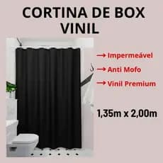 Cortina de Box Banheiro Impermeável Antimofo Vinil Sem Visor 1,35x2,00M Plastleo