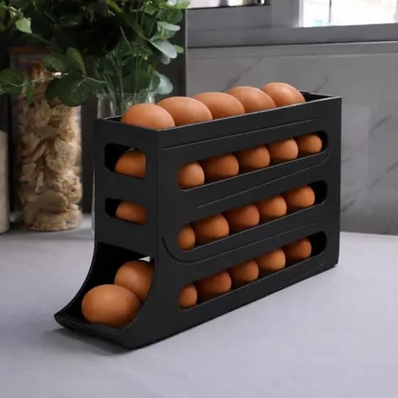 Organizador de Geladeira Porta Ovos 4 Andares Automático de Ovos 30 un Preto Arqplast