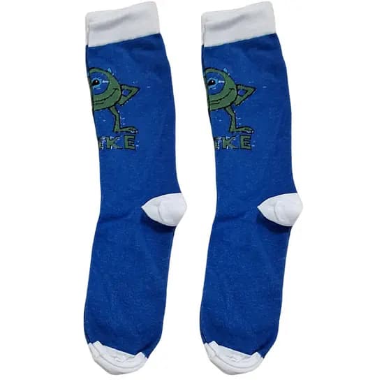 Meia Cano Alto em Algodão com estampa do Mike na cor Azul masculina