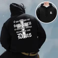 Blusa Cristão Frase Religiosa Fé, Deus e Destino Streetwear Estampado