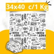 Papel Acoplado para Lanches E Frios 34x40cm C/1 Kg - com película plástica