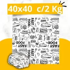 Papel Acoplado para Lanches E Frios 40x40cm C/2Kg - com película plástica