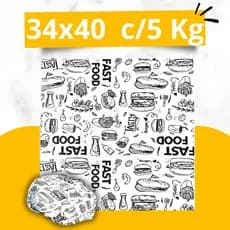 Papel Acoplado para Lanches E Frios 34x40cm C/5Kg - com película plástica