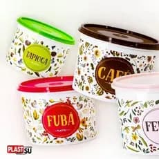 Pote Floral Estampado Porta Mantimento 1,8L ou 1,1L Modelos Variados Branco
