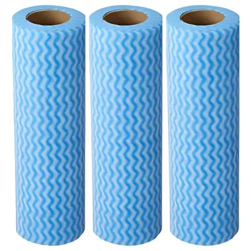 Kit 3 Rolos Perfex Limpeza Multiuso Bobina Picotado Rolo 25 Unidades Poliéster Celeste Descartável