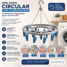 Mini Varal Circular de Pendurar com 16 Prendedores.