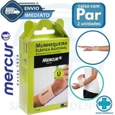 Munhequeira Elástica Mercur 2 Unidades Bege Ajustável Compressão Proteção Pulso Pares