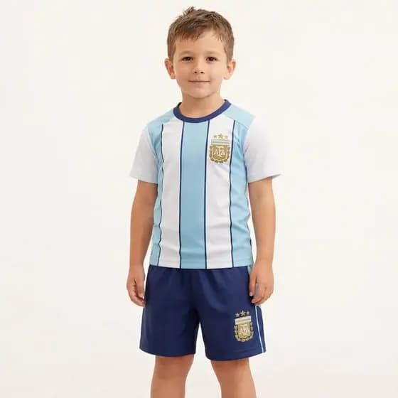Kit Argentina Balboa Messi 10 Infantil Branco/Azul Oficial + NF