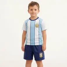 Kit Argentina Balboa Messi 10 Infantil Branco/Azul Oficial + NF