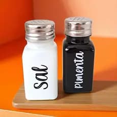 Kit Saleiro Pimenteiro  com Vidro Leitoso Premium para Cozinha Mesa Posta Restaurantes Lanchonetes