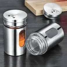 Kit 3 Saleiro Pimenteiro  Paliteiro – Inox Visor de Vidro ou Cerâmica Jogo de Temperos de Mesa