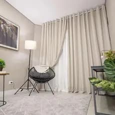 Cortina Gaze De Linho 2,60X2,30 Com Forro de Microfibra Para Varão