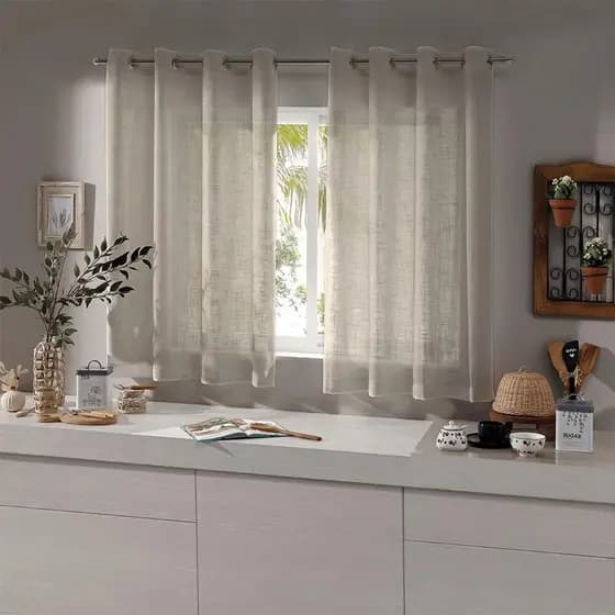 Cortina para Cozinha em Gaze de Linho Sem Forro Tecido Premium / Promoção 2,8x1,6