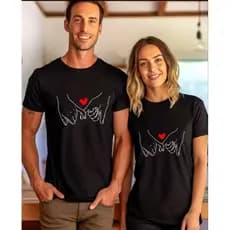 Kit Camisetas combinando Casal coracao Dia Dos namorados
