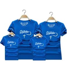 Camisetas combinando Familia gratidao Azul com 4
