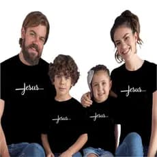 Tal familia conjunto Kit Camisetas Familia Gospel Cristã Jesus escrito com 4