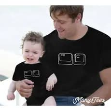 Kit Camisetas Pai filho filha crtl + c ctrl + v TECLA