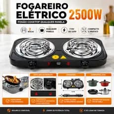 Fogareiro Elétrico 2500 Watts Fogão Cooktop Qualquer Panela qualidade topee