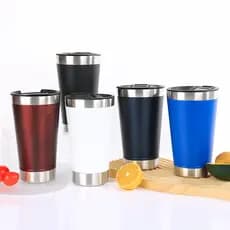 Kit Copos Térmicos 473ml Com Tampa e Abridor de Garrafas para Cerveja Em Diversas Cores