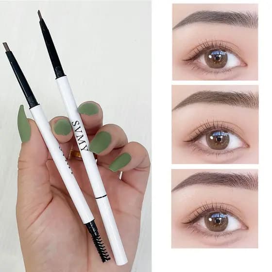 Lápis de sobrancelha ultrafino dois em um de duas cabeças - à prova d'água à prova de suor - Natural de longa duração, n