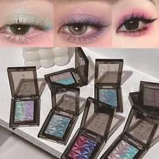 Sombra de maquiagem dois em um de duas cores, paleta de sombras gradientes de alto brilho, à prova d'água, à prova de su
